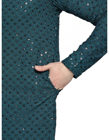 Kurta Tenue indien homme Ensemble bleu peacock Chikankari  - 2