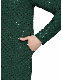 Kurta Tenue indien homme Ensemble vert Chikankari  - 1 2