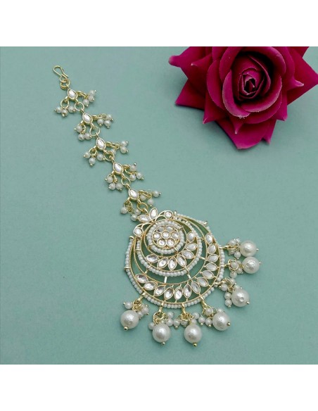Maag Tikka Bijoux tete indien Bindi Front perle dore  - 1