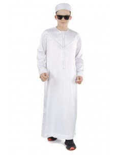 Qamis emiratis saoudien maghreb priere aid ramadan Blanc  - 1