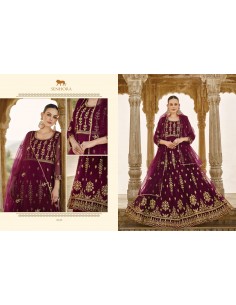 Gown indienne pakistanaise anarkali salwar churidar  Senhora mauve et doré  - 1 2