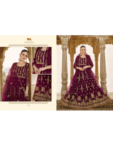 Gown indienne pakistanaise anarkali salwar churidar  Senhora mauve et doré  - 2