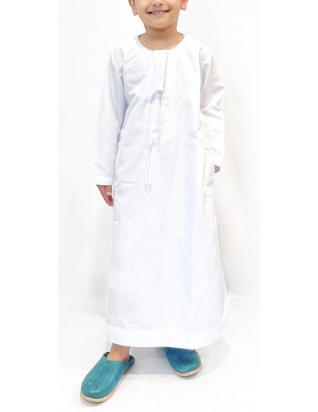 Qamis enfant garçon djellaba Kurta émirati blanc  - 1