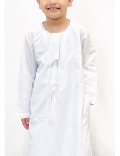 Qamis enfant garçon djellaba Kurta émirati blanc  - 1 2