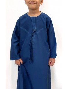 Qamis enfant garçon djellaba Kurta émirati bleu marine  - 1 2