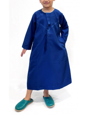 Qamis enfant garçon djellaba Kurta émirati bleu marine  - 1