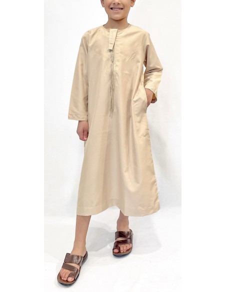 Qamis enfant garçon djellaba Kurta émirati beige  - 1