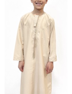 Qamis enfant garçon djellaba Kurta émirati beige  - 1 2