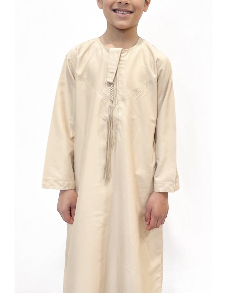 Qamis enfant garçon djellaba Kurta émirati beige  - 2