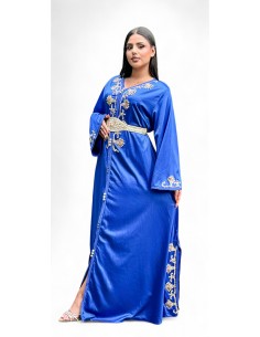 Caftan pas cher Takchita Robe oriental Valencienne Laila Bleu  - 2