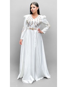 Robe de soirée oriental Roubaix Rania Blanc dore  - 1