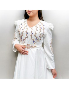 Robe de soirée oriental Roubaix Rania Blanc dore  - 1 2