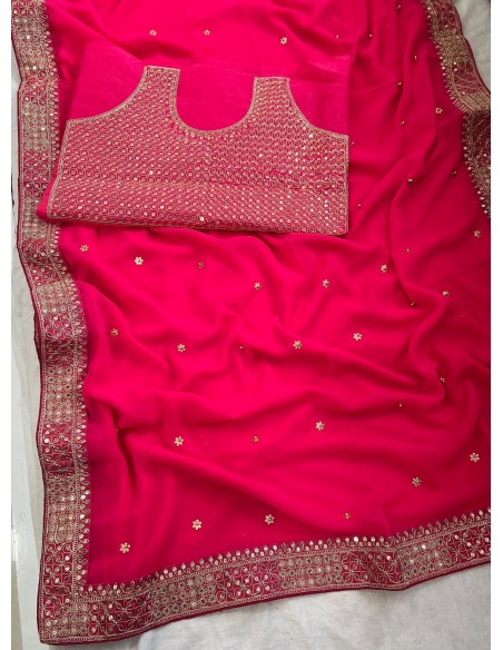 Sari indien prêt a porter Suhana rose  - 3