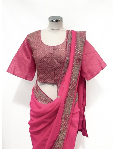 Sari indien prêt a porter Suhana rose  - 2