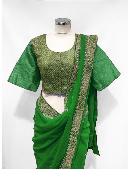 Sari indien prêt a porter Suhana vert  - 2