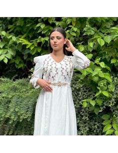 Robe de soirée oriental Roubaix Rania Blanc dore - 1 2