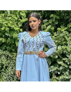 Robe de soirée Lille oriental Rania Bleu ciel  - 1 2