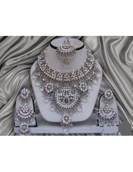 Parure Bijoux indiens pas cher Argenté  - 1