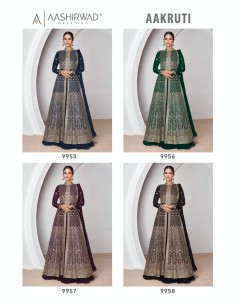 Gown indienne pakistanaise anarkali salwar churidar AAKRUTI vert  - 1 2