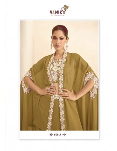 Lehenga Choli sari Vamika brodé vert Mehendi  - 1 2