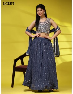 Lehenga choli Deesha gris perle  - 1