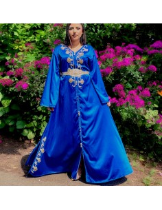 Caftan pas cher Takchita Robe oriental Valencienne Laila Bleu  - 1