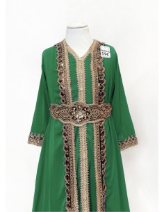 Caftan enfant fille BOZAAN vert et et bronze  - 1 2