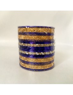 Bracelet Bangles doré et bleu