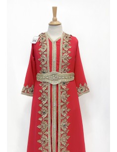 Caftan enfant fille BOZAAN rouge et doré  - 1 2