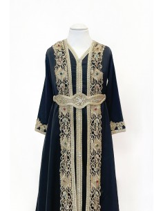 Caftan enfant fille BOZAAN noir et doré  - 1 2