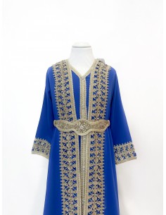 Caftan enfant fille BOZAAN bleu et doré  - 1 2