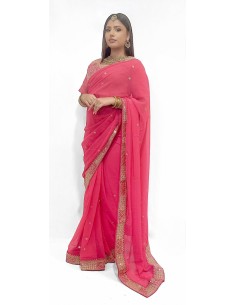 Sari indien prêt a porter Suhana rose  - 1