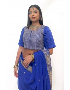 Sari indien prêt a porter Suhana Bleu  - 1 2