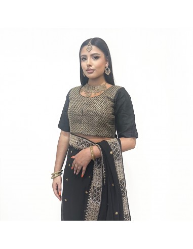 Sari indien prêt a porter Suhana noir  - 1