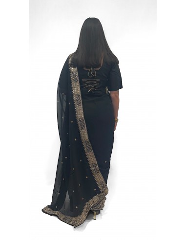 Sari indien prêt a porter Suhana noir  - 3