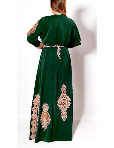 Caftan grande taille Valencienne Chic pas cher Vert et dore J24  - 3