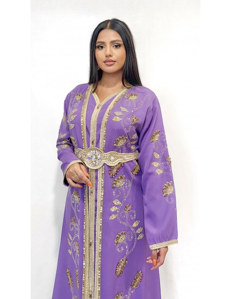 Takchita Robe oriental caftan Lille Bozan lilas doré  - 3