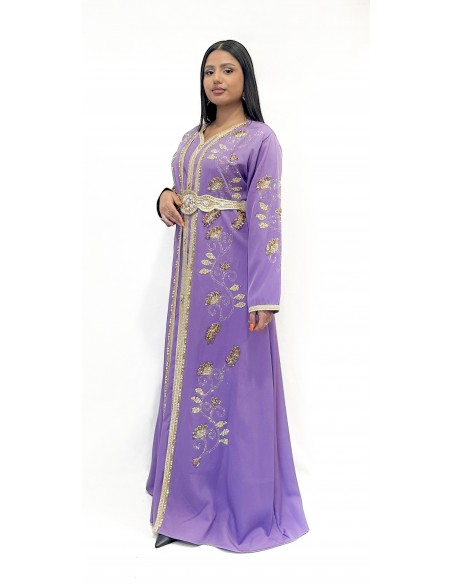 Takchita Robe oriental caftan Lille Bozan lilas doré  - 1