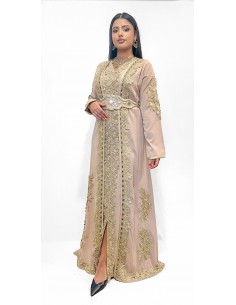 Takchita Robe oriental caftan Roubaix Bozan Beige doré  - 1