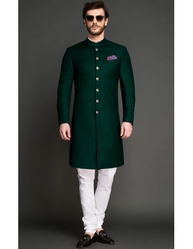 Sherwani Kurta Homme ACHKAN Jodhpuri haute gamme Vert  - 1