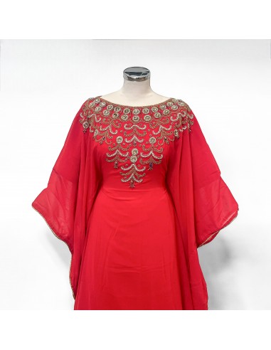 Robe de Dubai farasha oriental Rouge et dore  - 2