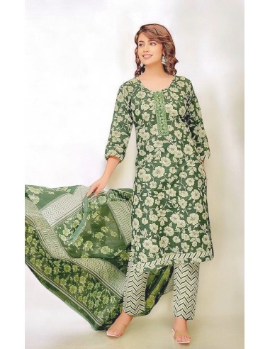 Robe indienne pakistanaise anarkali Salwar kameez Suman nawkar vert  - 1