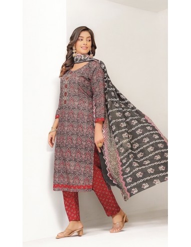 copy of Robe indienne pakistanaise anarkali Salwar kameez Suman nawkar gris rouge  - 1