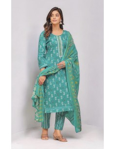 Robe indienne pakistanaise anarkali Salwar kameez Suman nawkar Bleu vert  - 1