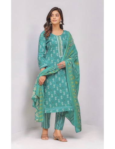 Robe indienne pakistanaise anarkali Salwar kameez Suman nawkar Bleu vert  - 1