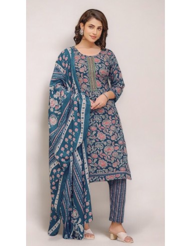 Robe indienne pakistanaise anarkali Salwar kameez Suman nawkar Bleu  - 1