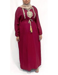 robe longue abaya SARAH bordeaux  - 1