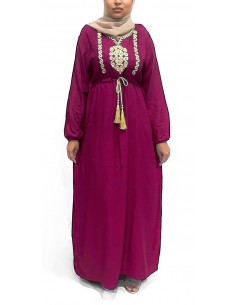 robe longue abaya SARAH bordeaux  - 1