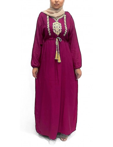 robe longue abaya SARAH bordeaux  - 1