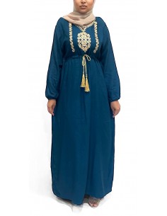 robe longue kurti SARAH bleu vert  - 1 2